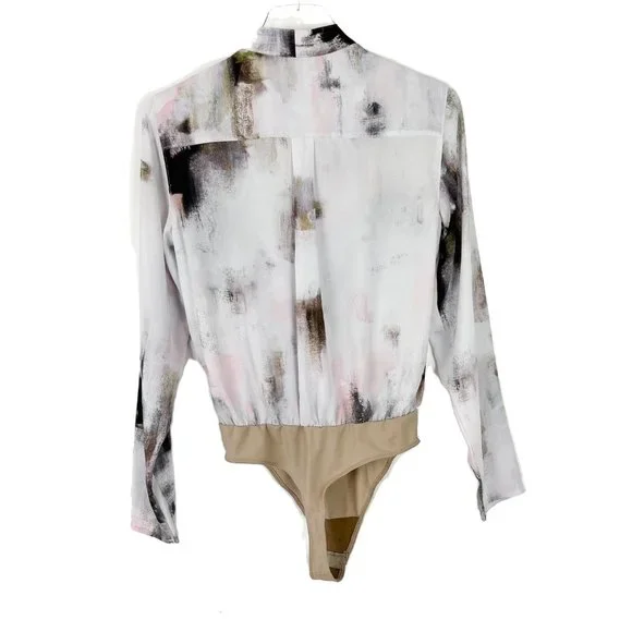 Aritzia Babaton Ambrose Bodysuit Frost Pink Dream Wrap-front Size Small S I1396 - Picture 9 of 14